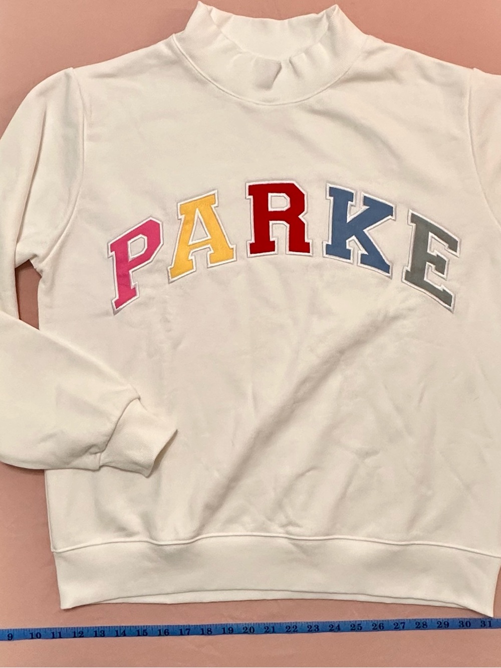 SOLD OUT PARKE Varsity Mock neck in Paradise Sz L/XL